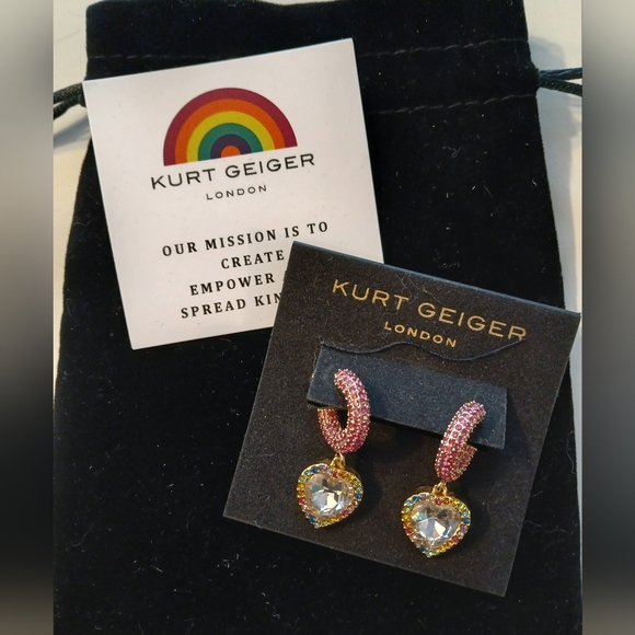 Kurt Geiger Jewelry - SOLD DO NOT BUY KurtGeiger NWT Rainbow Heart Hoop Earrings With Dustbag